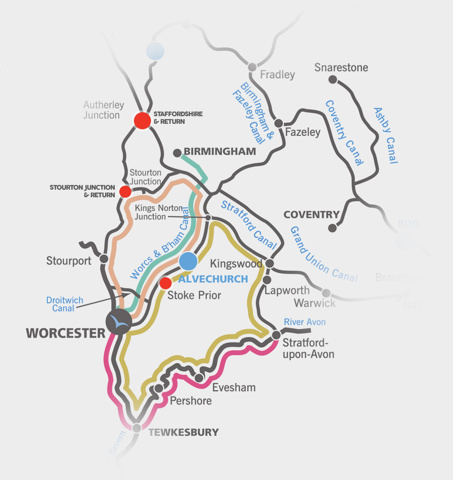 Routes from Worcester